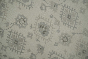 Custom Made Fine Hand Knotted Ivory and Charcoal Style Hand knotted Wool Area Rug