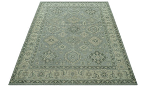 Custom Made Gray And Ivory Traditional Turkish Design Hand knotted Wool Area Rug