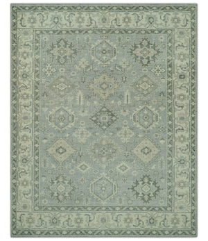 Custom Made Gray And Ivory Traditional Turkish Design Hand knotted Wool Area Rug