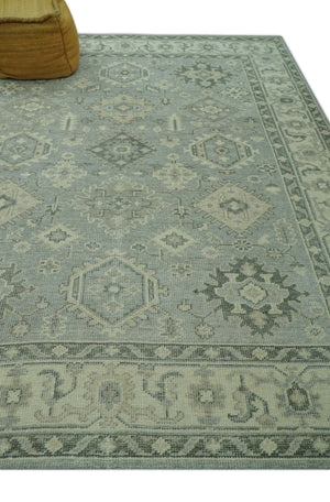Custom Made Gray And Ivory Traditional Turkish Design Hand knotted Wool Area Rug
