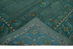 Custom Made Green Hand Knotted Antique Style  Multi Size Traditional Wool Rug