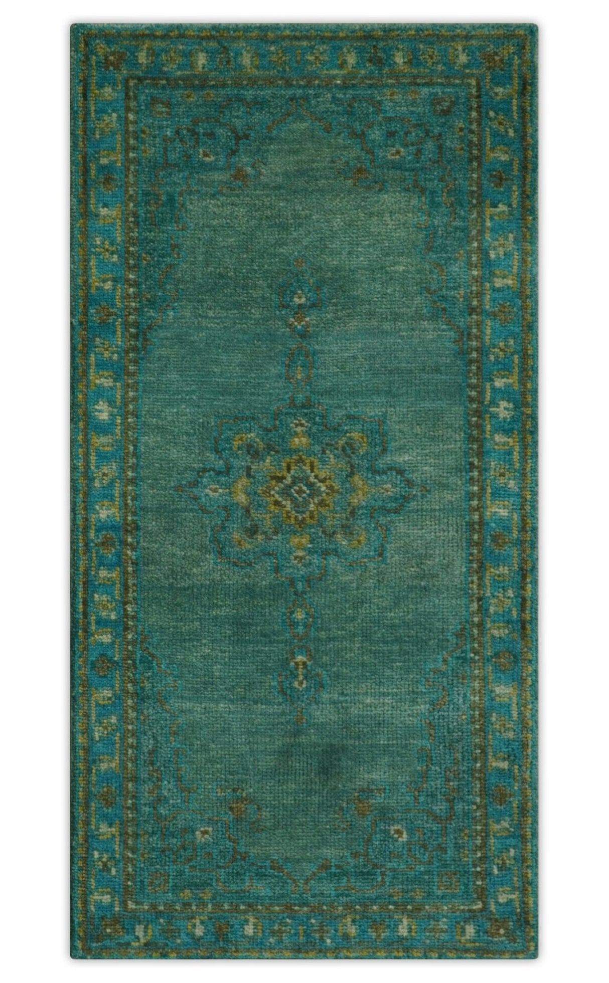 Custom Made Green Hand Knotted Antique Style  Multi Size Traditional Wool Rug