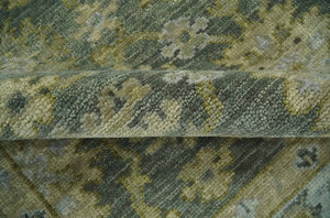 Custom Made Gray, Silver and Olive Hand knotted Traditional Oushak Wool Area Rug