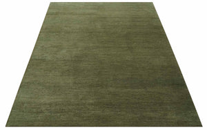 Custom Made Hand Knotted Blue and Brown Stripes Design Contemporary Area Rug