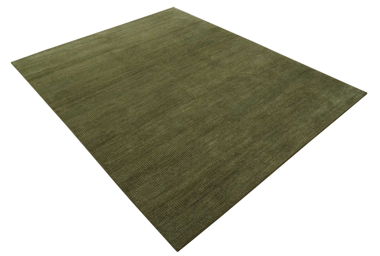 Custom Made Hand Knotted Blue and Brown Stripes Design Contemporary Area Rug