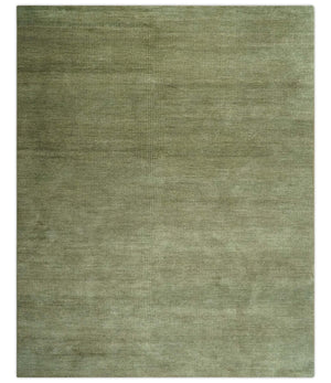 Custom Made Hand Knotted Blue and Brown Stripes Design Contemporary Area Rug