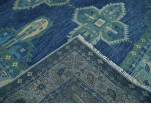 Tullu Custom Made Hand Knotted Blue and Silver Traditional Wool Rug