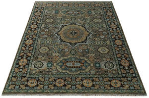 Custom Made Hand Knotted Brown, Black and Silver Traditional Wool Rug