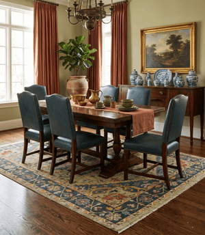 Custom Made Hand Knotted Camel and Charcoal Traditional Heriz Wool Rug