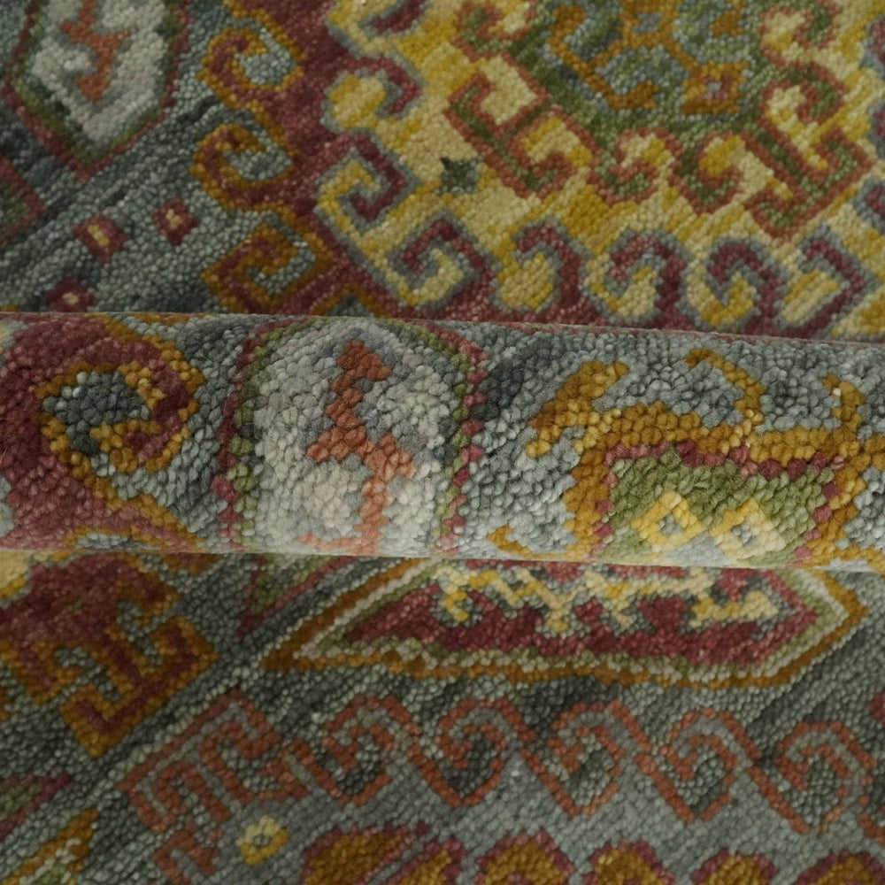 Custom Made Hand Knotted Gold and Gray Multi Size Oriental Traditional Wool Area Rug