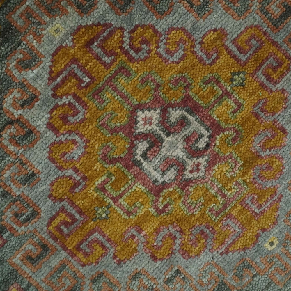 Custom Made Hand Knotted Gold and Gray Multi Size Oriental Traditional Wool Area Rug
