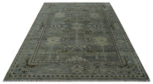 Custom Made Hand Knotted Gray and Brown Oriental Oushak Multi Size Traditional Wool Areaa Rug