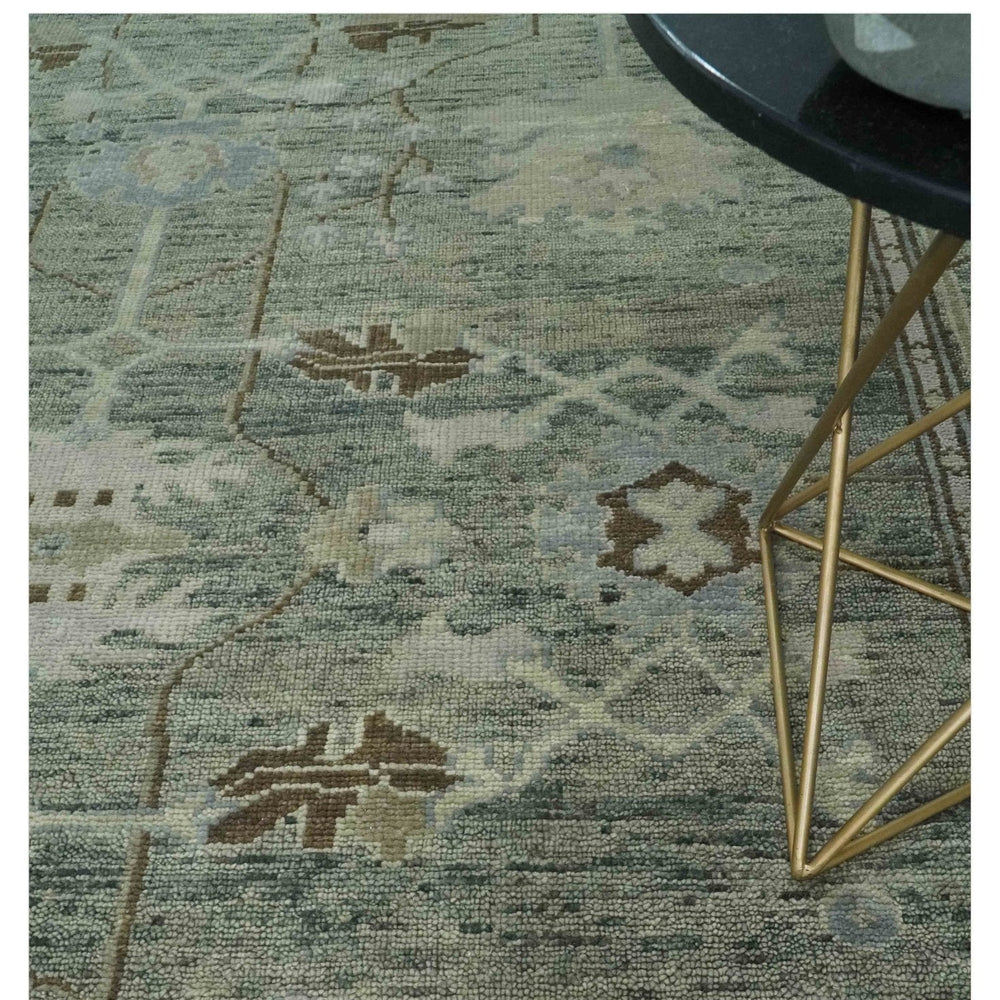 Custom Made Hand Knotted Gray and Brown Oriental Oushak Multi Size Traditional Wool Areaa Rug