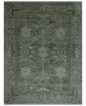 Custom Made Hand Knotted Gray and Brown Oriental Oushak Multi Size Traditional Wool Areaa Rug