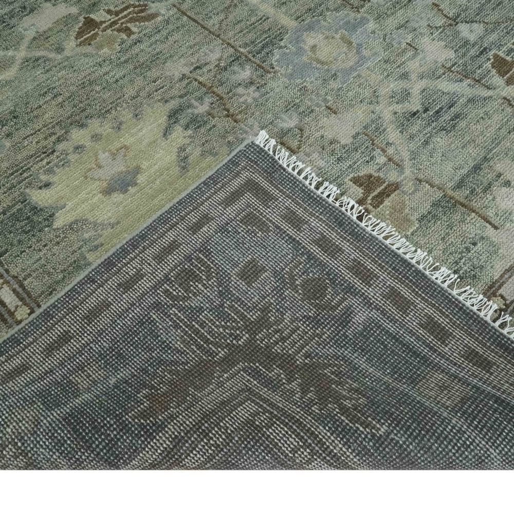 Custom Made Hand Knotted Gray and Brown Oriental Oushak Multi Size Traditional Wool Areaa Rug