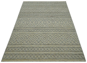 Custom Made Hand Knotted Modern Contemporary Gray Wool Area Rug