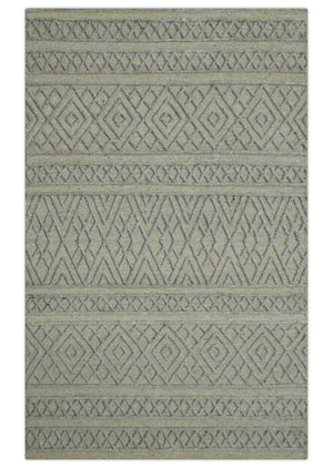 Custom Made Hand Knotted Modern Contemporary Gray Wool Area Rug