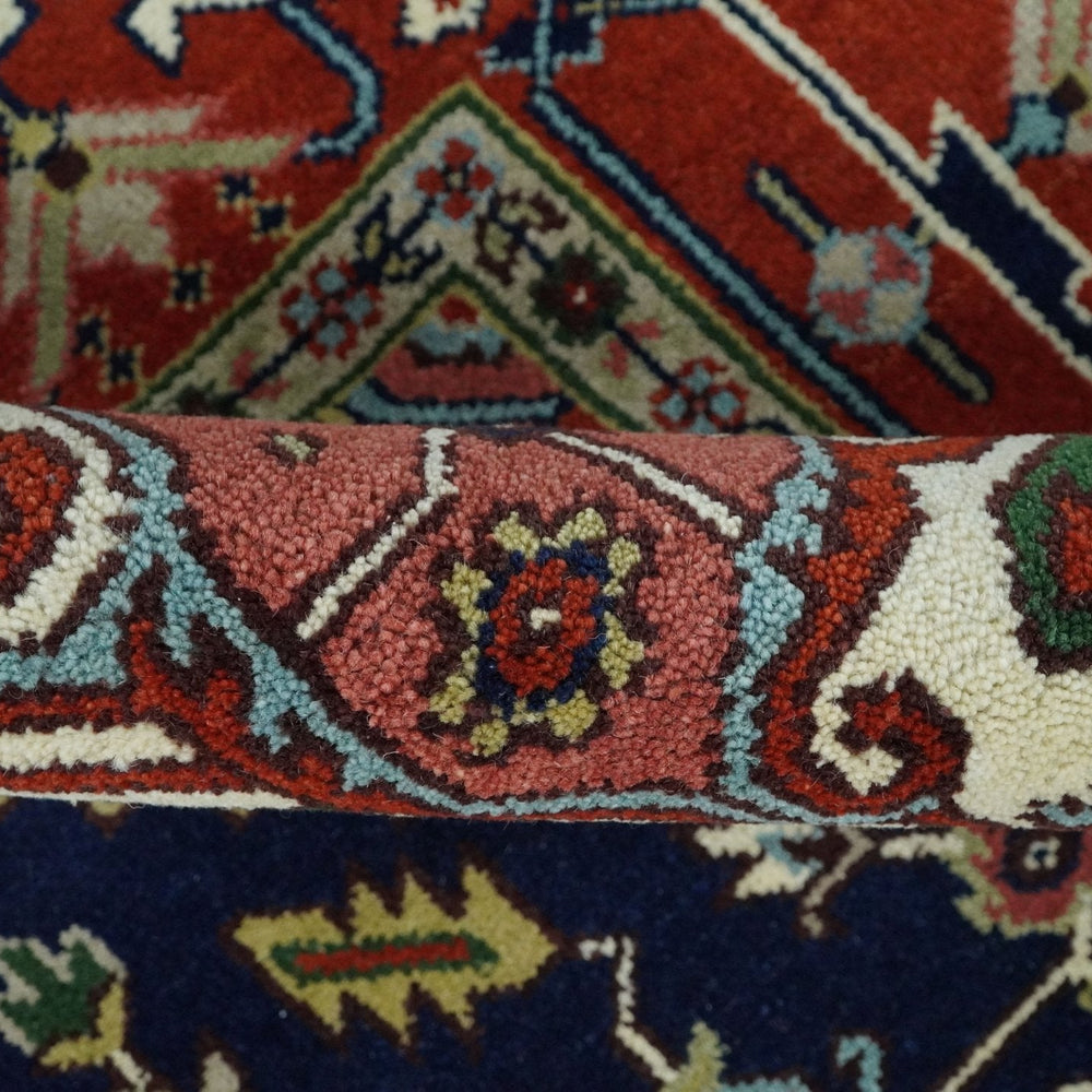 Custom Made Hand Knotted Multi Size Large Olive, Blue, Ivory and Rust Traditional Wool Rug