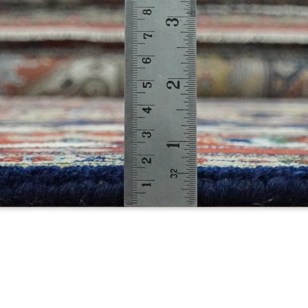 Custom Made Hand Knotted Multi Size Large Olive, Blue, Ivory and Rust Traditional Wool Rug