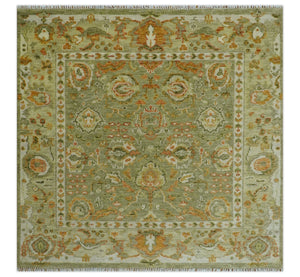 Custom Made Hand Knotted Olive and beige Traditional Style Antique Wool Rug