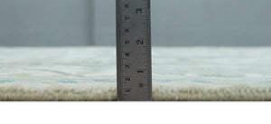 Custom Made Hand Knotted Oriental Oushak Ivory, Teal and Beige Wool Area Rug