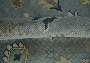 Custom Made Hand knotted Silver and Blue Traditional Oushak wool Area Rug