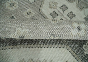 Custom Made Hand Knotted Silver, Charcoal and Ivory Traditional Medallion Wool Area Rug