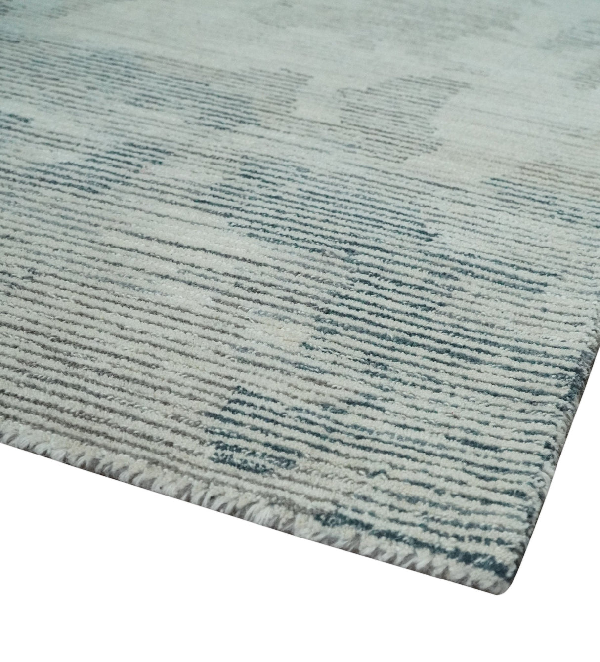 Custom Made Hand Tufted Ivory, Beige and Charcoal Modern Abstract Design Rug