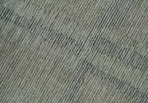 Custom Made Hand Tufted Ivory, Olive and Charcoal Modern Abstract Stripes Design Rug