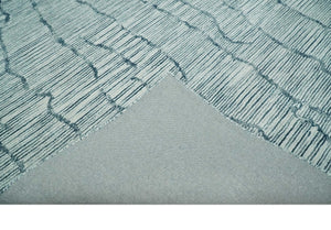 Custom Made Hand Tufted Multi Size Woolen Modern Ivory and Blue Area Rug