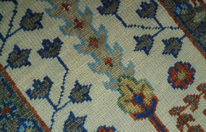 Custom Made Ivory And Gray Tree of life Hand Knotted Runner Rug