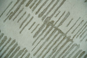 Custom Made Ivory and Olive Modern Design Hand Tufted Wool Rug