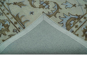 Custom Made Ivory, Taupe and Aqua Traditional Hand Tufted wool area rug