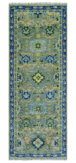 Custom Made Lt. Silver, Grey and Mustard Hand Knotted Traditional Oushak wool area rug