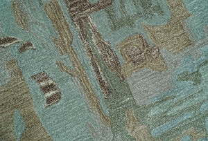 Custom Made Modern Abstract Blue Hand Tufted Wool Area Rug