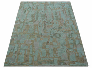 Custom Made Modern Abstract Blue Hand Tufted Wool Area Rug