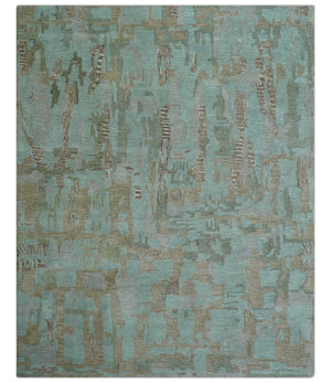 Custom Made Modern Abstract Blue Hand Tufted Wool Area Rug