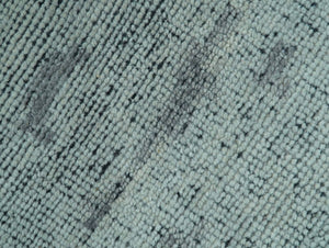 Custom Made Modern Abstract Design Blue And Gray Hand Knotted Wool Area Rug