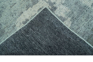 Custom Made Modern Abstract Design Blue And Gray Hand Knotted Wool Area Rug