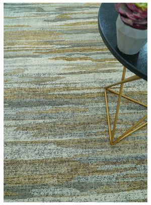 Custom Made Modern Abstract Design Brown And Gray Hand Knotted Wool Area Rug