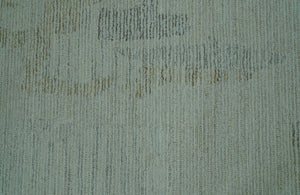 Custom Made Modern Abstract Design Ivory, Blue and Brown Hand Tufted Wool Area Rug