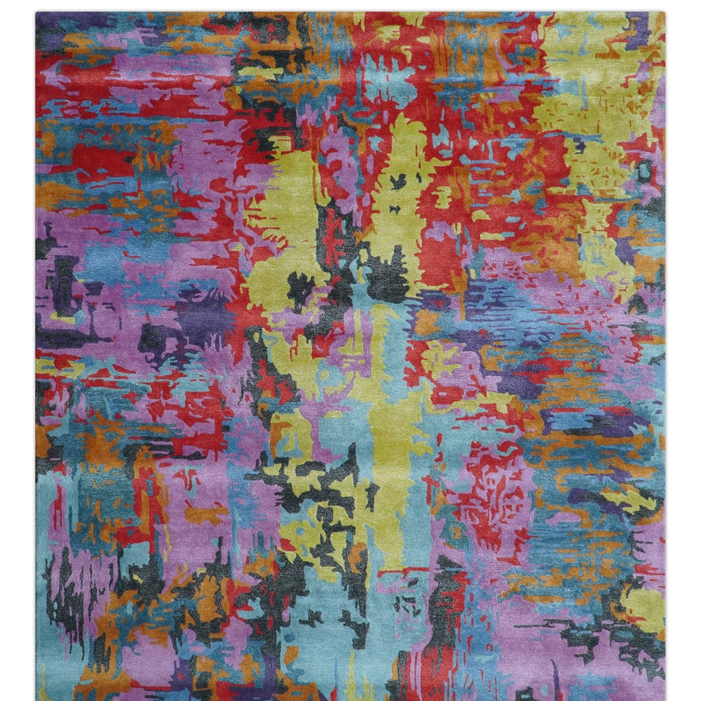 Custom Made Modern Abstract Multi-color Hand Tufted Wool-Art Silk Rug