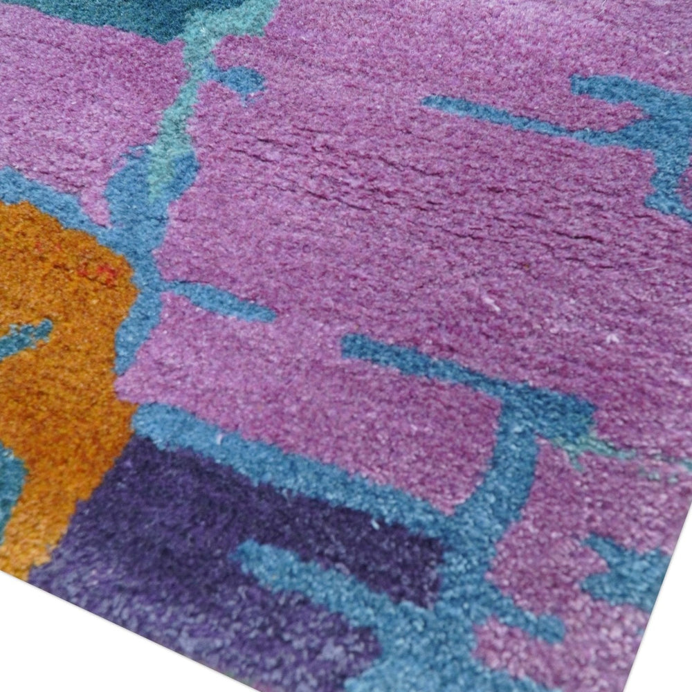 Custom Made Modern Abstract Multi-color Hand Tufted Wool-Art Silk Rug