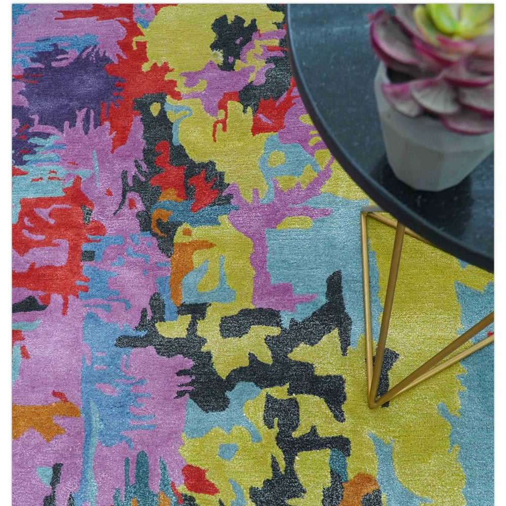 Custom Made Modern Abstract Multi-color Hand Tufted Wool-Art Silk Rug