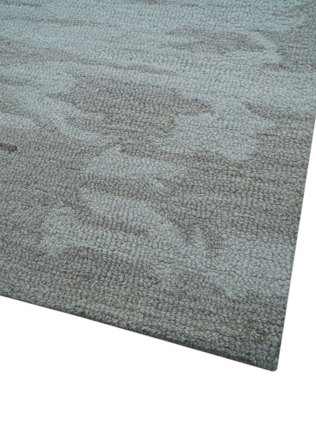 Custom Made Modern Abstract Silver And Blue Hand Tufted Wool  Rug