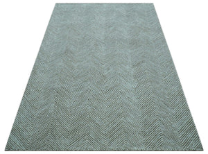 Custom Made Modern Chevron Ivory And Brown Hand Tufted Wool Area Rug