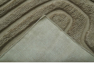 Custom Made Modern Contemporary Beige And Gray Hand Knotted Wool Rug