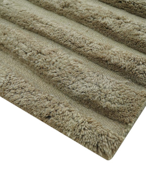 Custom Made Modern Contemporary Beige And Gray Hand Knotted Wool Rug