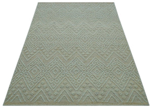 Custom Made Modern Contemporary Beige Hand Knotted Wool Area Rug