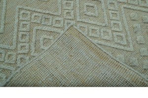 Custom Made Modern Contemporary Beige Hand Knotted Wool Area Rug